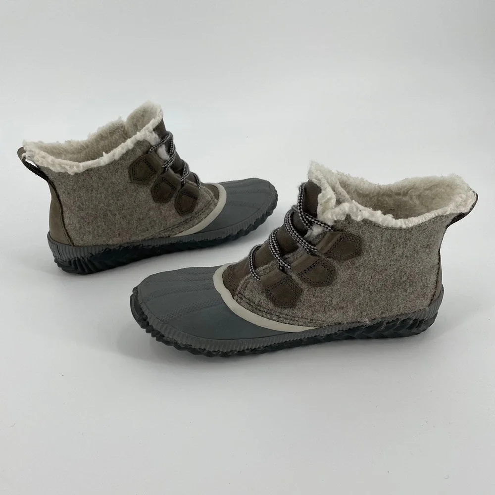 Sorel Out N About Plus Felt Waterproof Duck Boots Quarry Gray‎ Womens 7.5